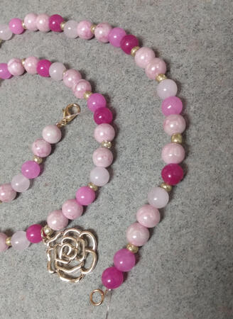 Jade and Glass Waist Bead w/ Rose Charm