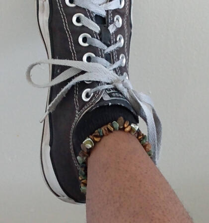 African Jasper, River Shell, and Tiger's Eye Anklet