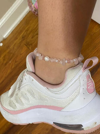Rose Quartz and Pearl Anklet